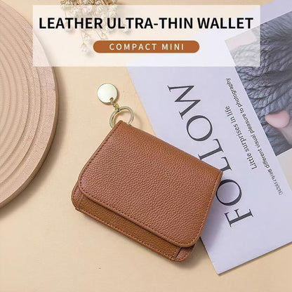 HOTSmall Wallet for Women RFID Blocking Genuine Leather Slim Keychain Wallet Tri-Fold Card Case with Coin Pocket(Brown)