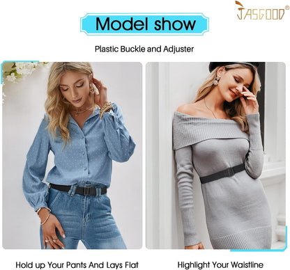 HOTJASGOOD 3/4/5/6 Pack No Show Stretch Belts for Women Invisible Elastic Belt for Jeans Pants Shirt Sweater Tuck Band
