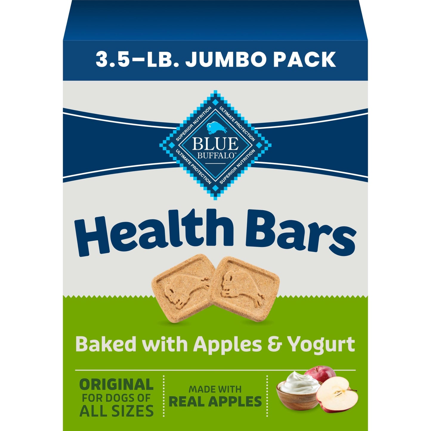 HOTBlue Buffalo Health Bars Dog Biscuits Variety Pack (Bacon Egg Cheese, Apples & Yogurt, Pumpkin & Cinnamon) Healthy Dog Treats with No Artificial Flavors or Preservatives, 16 oz. Each (3 Bags)