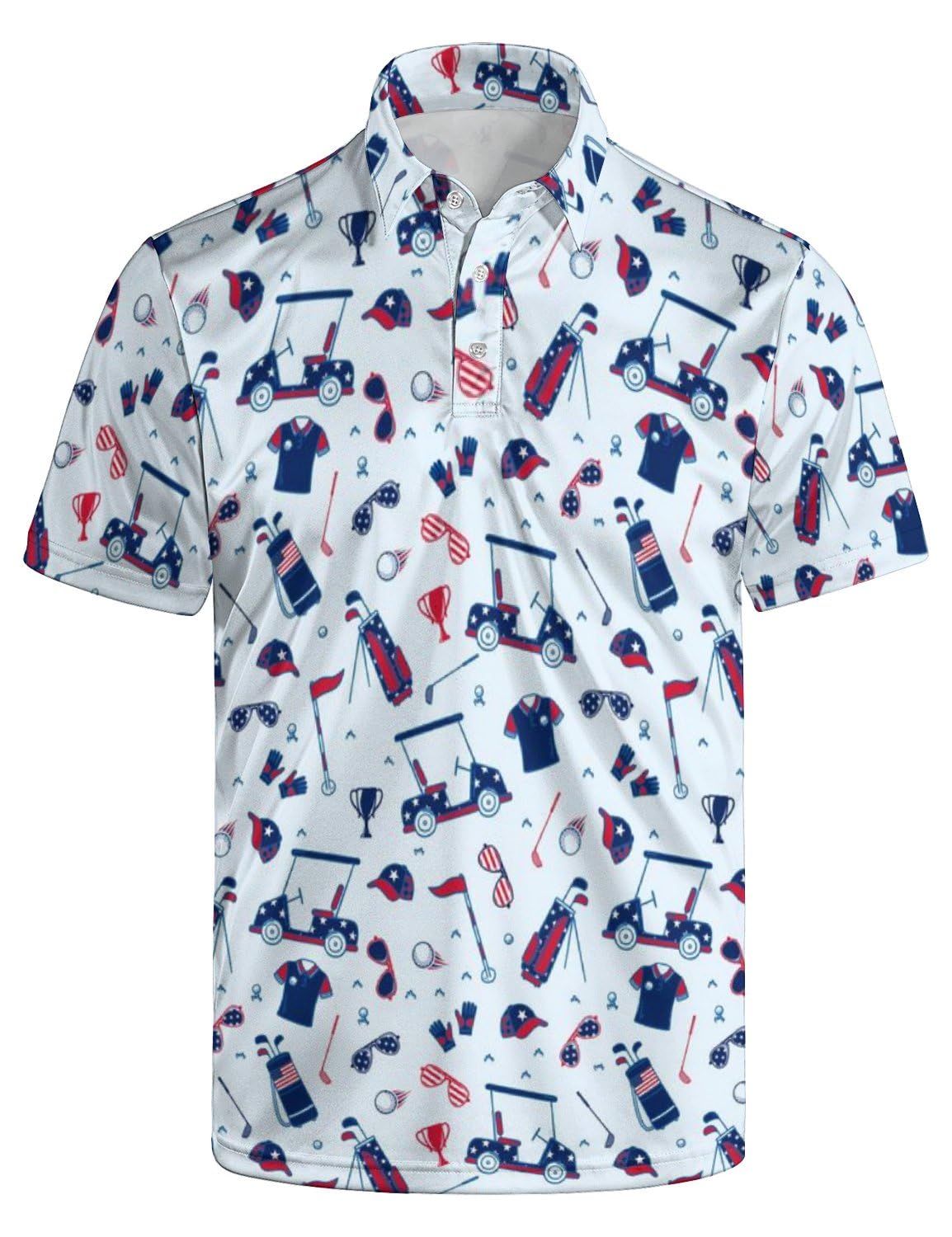 HOTGolf Polo Shirts for Men Funny Print Quick Dry Short Sleeve Performance Golf Shirts Moisture Wicking Polo Shirts