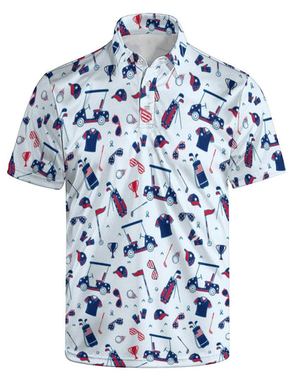 HOTGolf Polo Shirts for Men Funny Print Quick Dry Short Sleeve Performance Golf Shirts Moisture Wicking Polo Shirts