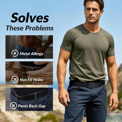 HOTJASGOOD 2 Pack Nylon Web Belt Outdoor Military Men’s Metal Free Belt with TSA Plastic Buckle