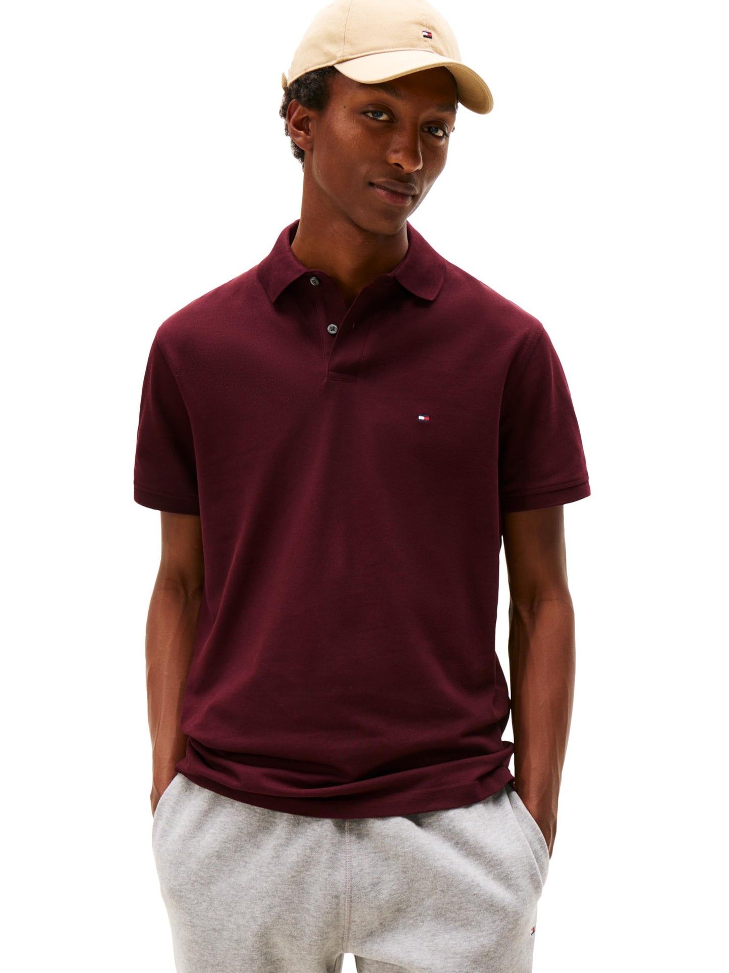 HOTTommy Hilfiger Men's Short Sleeve Polo Shirts in Classic Fit with Stretch and Organic Pique Cotton