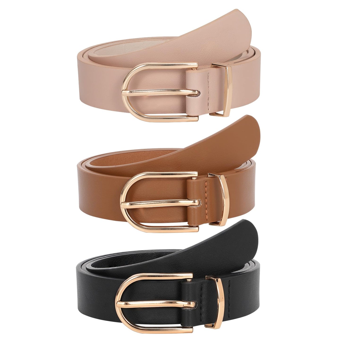HOTJASGOOD Women’s Leather Belts for Jeans Pants Fashion Ladies Belt with Gold Buckle