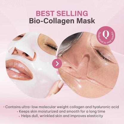 HOTQuasi Bio-Collagen Face Mask Overnight – Hydrating Korean Sheet Mask – Niacinamide & Low Molecular Collagen – Firming & Smoothing Skincare for All Skin Types – 4 Masks