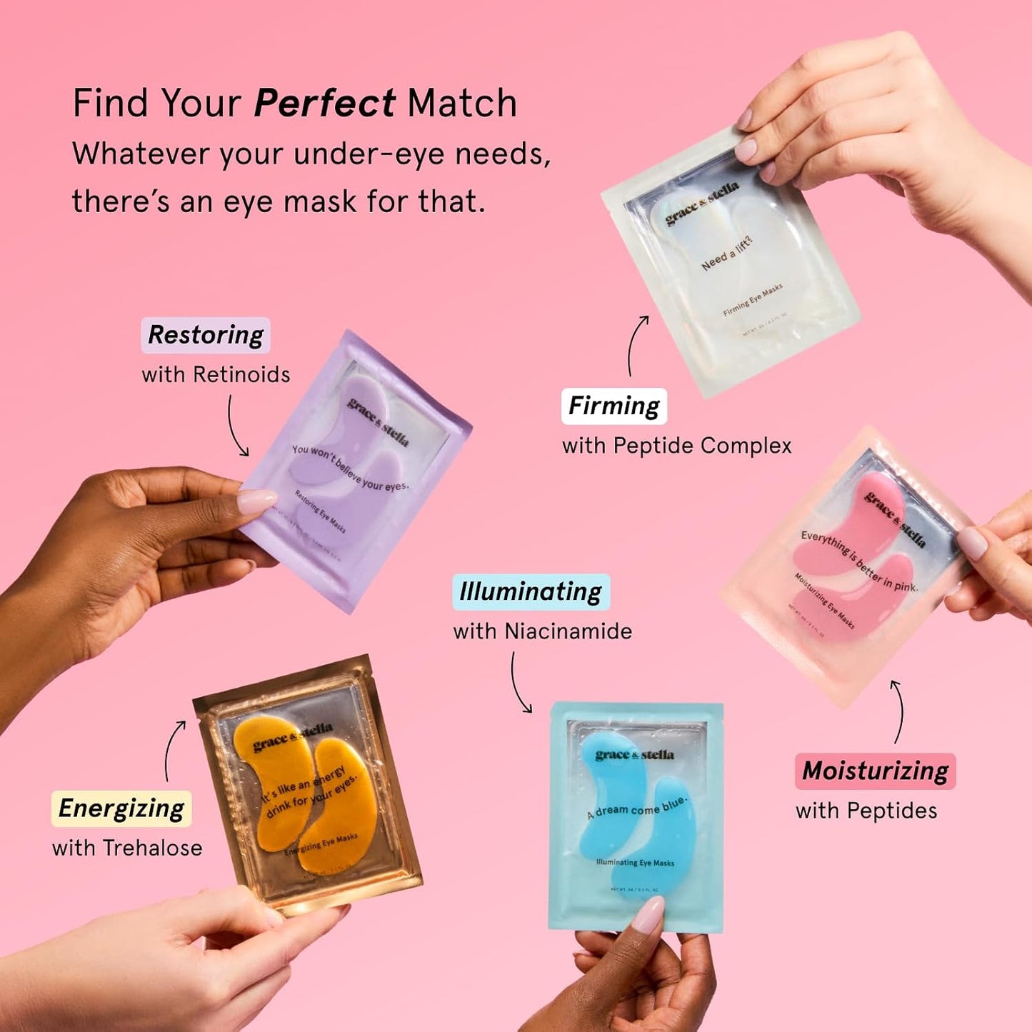 HOTgrace & stella Award Winning Under Eye Mask - Birthday Gifts for Women - Gel Eye Patches for Dark Circles, Puffy Eyes, Undereye Bags - Gifts for Mom - Vegan Self Care (24 Pairs, Gold)