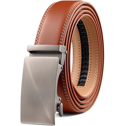 HOTFounders & C Men's Ratchet Belt 1 3/8",Leather Dress Belt Adjustable with Click Sliding Buckle Trim to Exact Fit