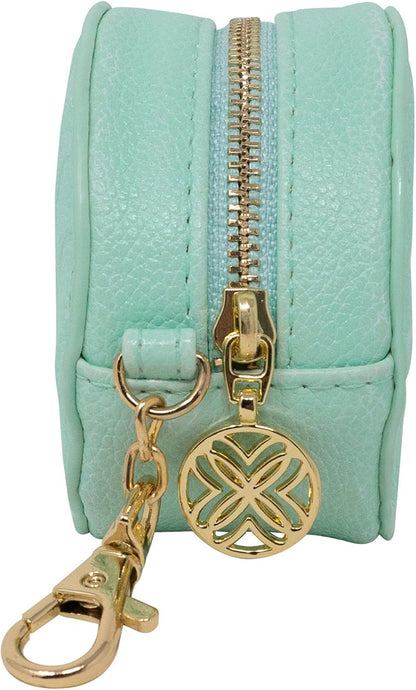 HOTLilly Pulitzer Shell Mini Keychain Pouch, Mint Green Shell | 3" x 3" x 1.75" Cute Leatherette Coin Purse Bag Charm with Gold Clip & Logo Charm Zipper Pull