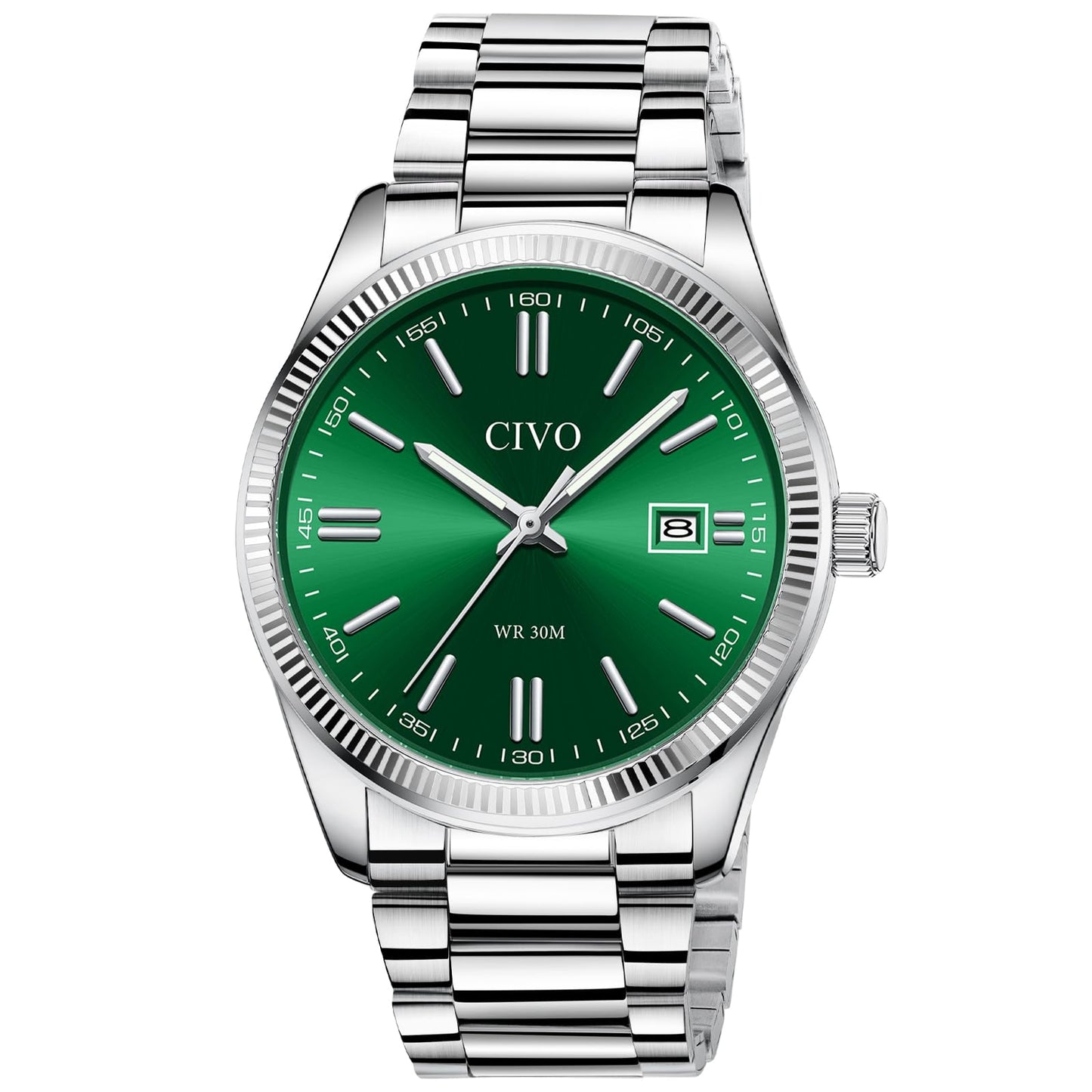 HOTCIVO Analog Mens Watches Silver: Wrist Watches with Date Easy to Read | Dress Stainless Steel Watch for Men, Gifts for Husband Father at Birthday Anniversary