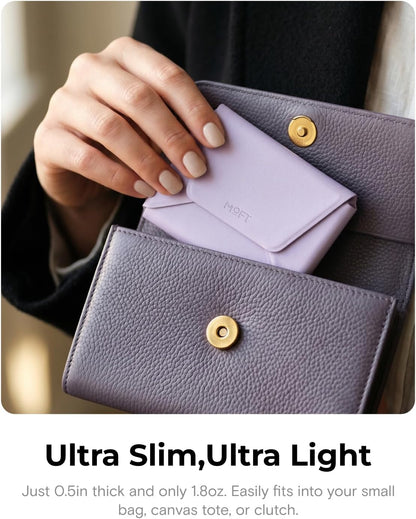 HOTMOFT Magnetic Women Wallet with Stand, Snap Field Wallet Premium MOVAS Leather Card Holder with Horizontal & Vertical Angle, 3-Layer Organized Slim Minimalist Wallet for Daily Use, Jet Black