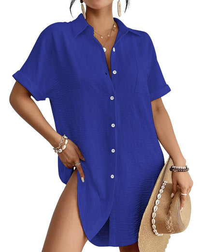 HOTBsubseach Women Swimsuit Coverup Shirt Dress Button Down Bathing Suit Cover Up Beach Vacation Outfits