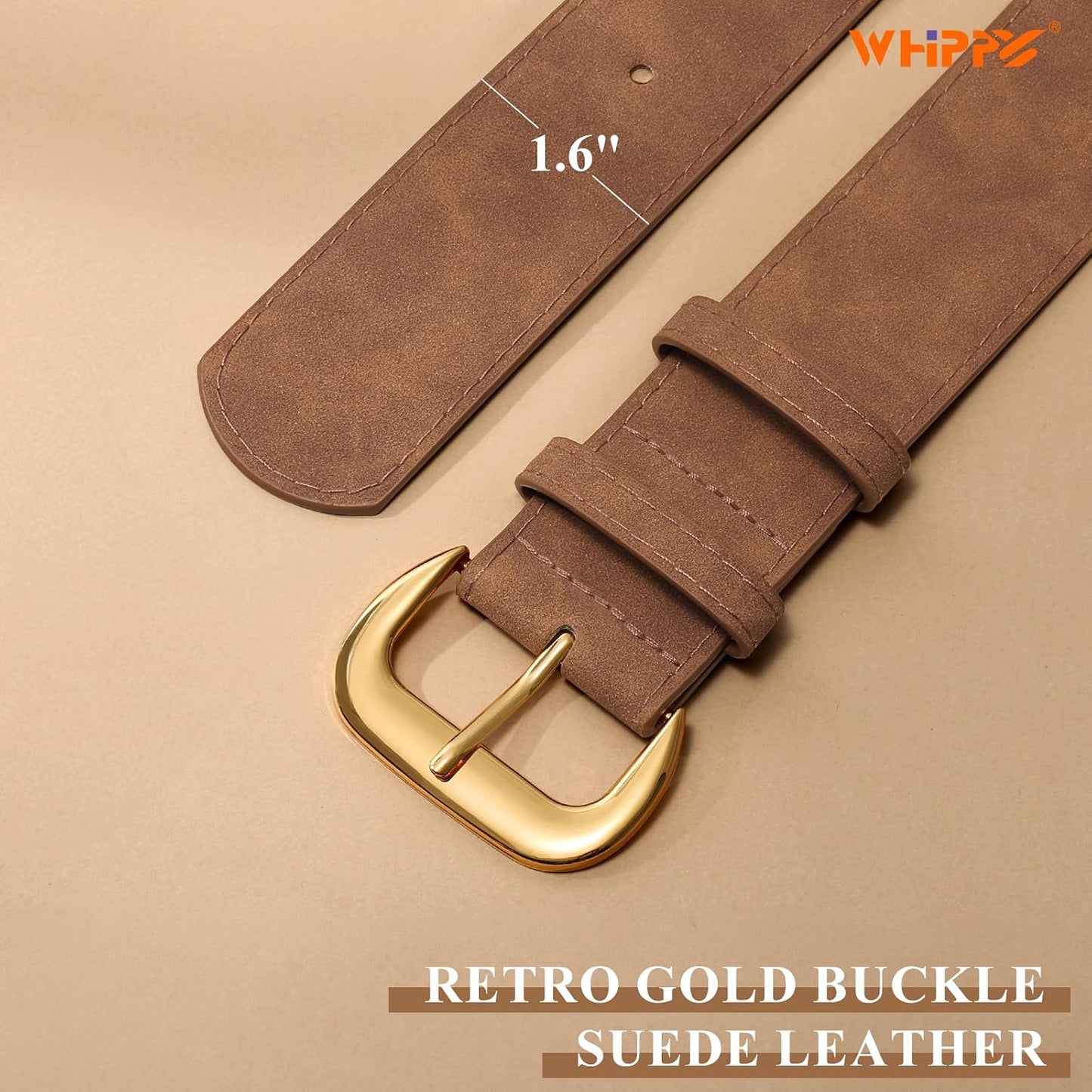 HOTWHIPPY Wide Chunky Belt for Women Dresses Fashion Ladies Thick Leather Belt with Gold Buckle