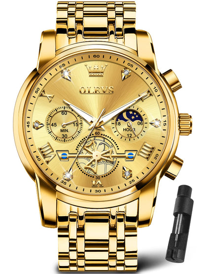 HOTOLEVS Watches Men Stainless Steel Chronograph Watch Luxury Big Face Man Dress Watches Waterproof Roman Numeral Analog Quartz Men Wrist Watch Diamond Relojes para Hombre(Silver/Black/Gold/Red/Blue)