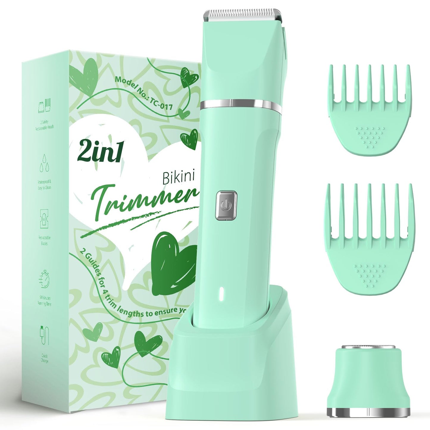 HOTRisina Bikini Trimmer for Women - Painless Electric Razors for Silk Skin,Cordless Body Shaver with Ceramic Blade, Replaceable Lady Razor, IPX7 Waterproof & Easy Cleaning, Birthday Gifts for Women