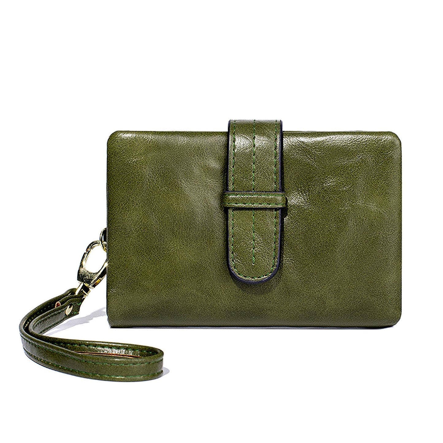 HOTWallets for Women Small Leather Rfid Ladies Wallets Bifold Medium Billfolds for Women Compact Trifold Wristlet with Wrist Strap Coin purse Card holder (Green)