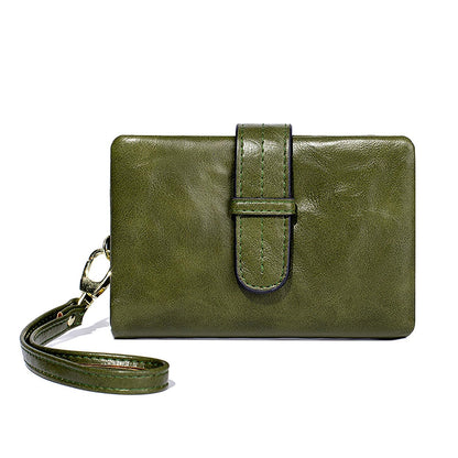 HOTWallets for Women Small Leather Rfid Ladies Wallets Bifold Medium Billfolds for Women Compact Trifold Wristlet with Wrist Strap Coin purse Card holder (Green)
