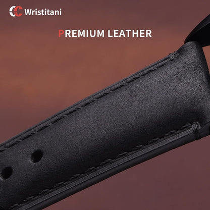 HOTWristitani 3 Pack Leather Watch Strap, 19mm 20mm 21mm 22mm 24mm Top Genuine Leather Watch bands for Men, Quick Release Vintage Wristband
