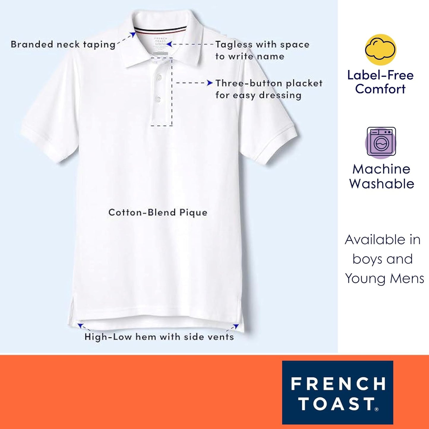 HOTFrench Toast Unisex Adult Pique Polo (Standard & Husky)
