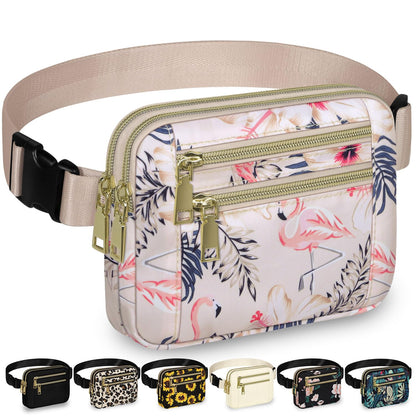 HOTCapolo Fanny Packs for Women Fashion Waist Packs Bag with Adjustable Strap and 4 Zipper Pockets Waterproof Everywhere Crossbody Belt Bag for Workout Running Travelling(Black, Large)