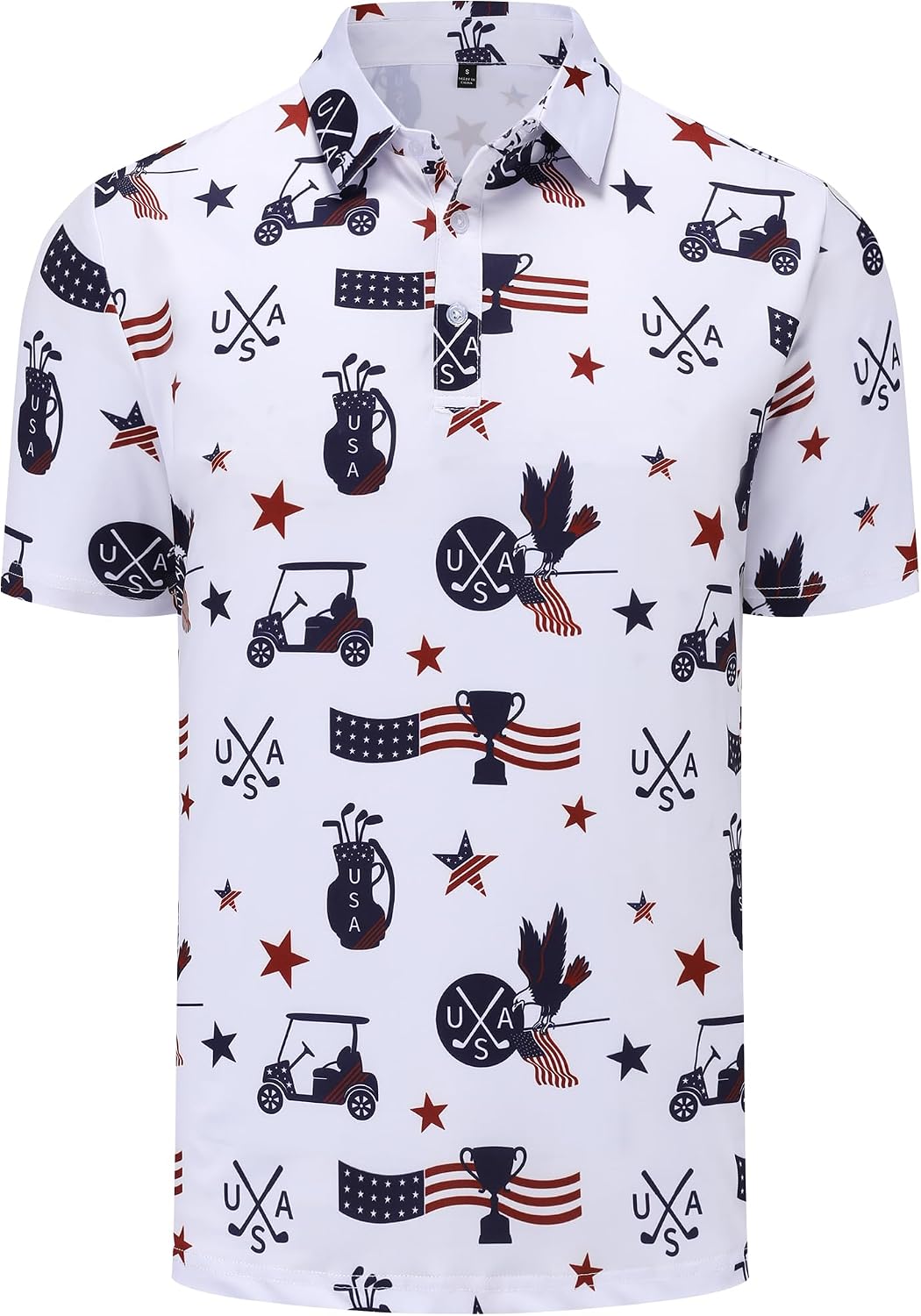 HOTMens Golf Polo Shirts Short Sleeve Performance Moisture Wicking Dry Fit Casual Print Funny Golf Polo Shirts for Men