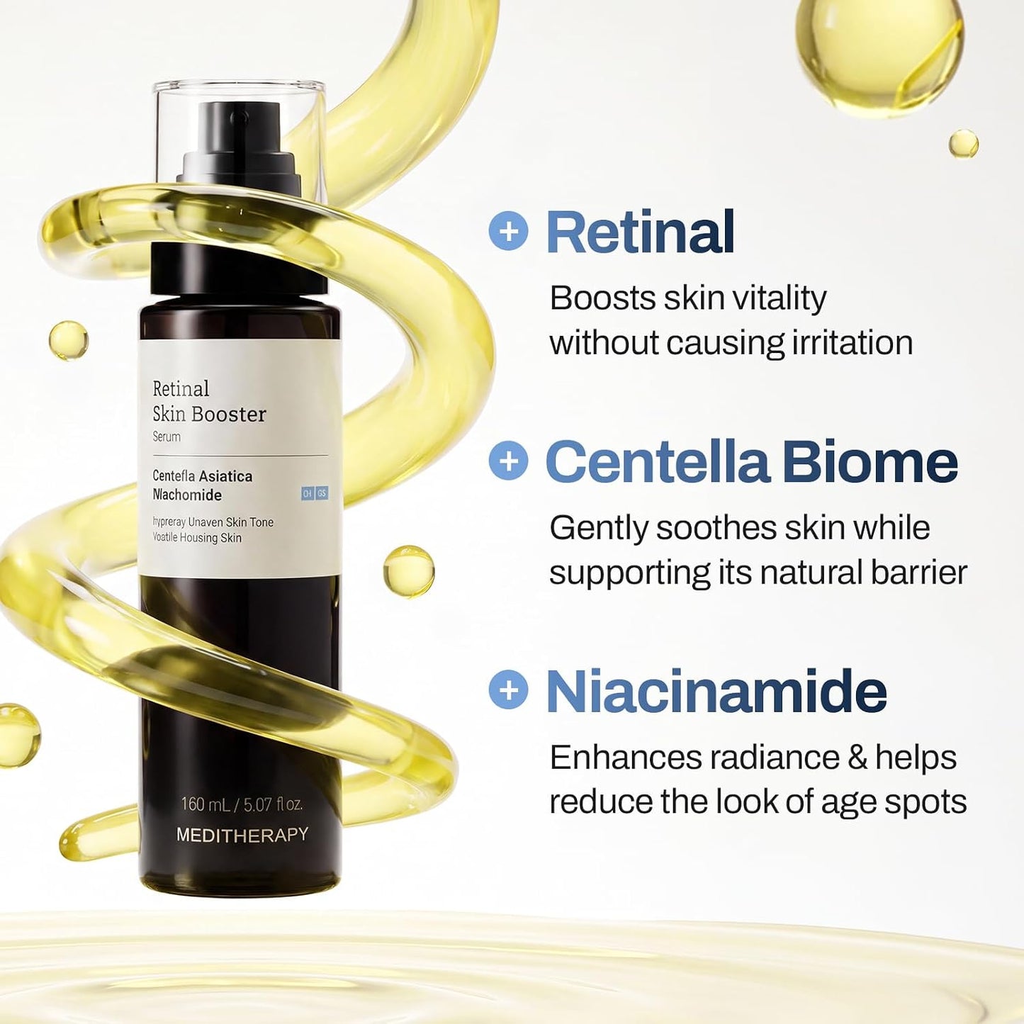 HOTMEDITHERAPY Retinal Skin Booster Serum 5.07 fl oz | Retinaldehyde, Niacinamide, Cica | Korean Hydrating Face & Body Serum for Dull, Uneven Skin, All Skin Types, K-Beauty