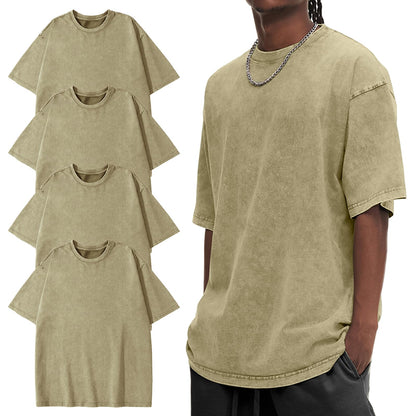 HOTEiscntd Mens Oversized T-Shirts Heavyweight Cotton Vintage Unisex Baggy Tee