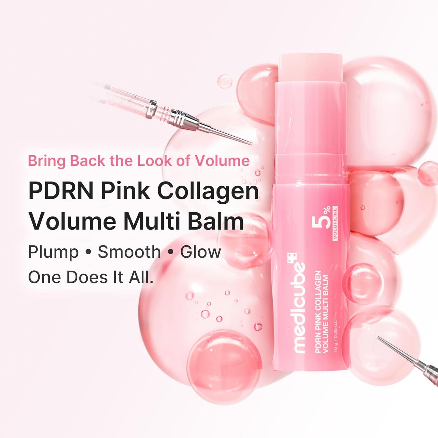 HOTmedicube PDRN Pink Collagen Volume Multi Balm Stick - Face & Body Balm | Volufiline, PDRN, NAD, Collagen - Under-Eyes, Neck, Forehead, Smile Lines, Lips, Plumping & Radiance for Line Care, K-Beauty