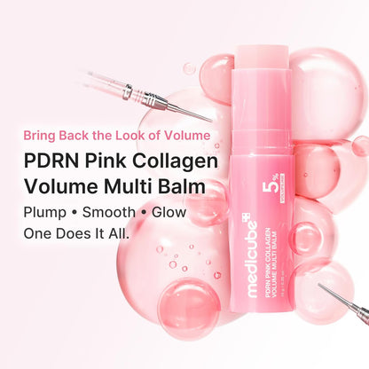 HOTmedicube PDRN Pink Collagen Volume Multi Balm Stick - Face & Body Balm | Volufiline, PDRN, NAD, Collagen - Under-Eyes, Neck, Forehead, Smile Lines, Lips, Plumping & Radiance for Line Care, K-Beauty