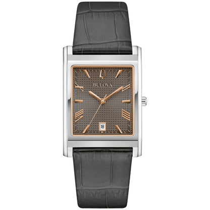 HOTBulova Men's Classic Sutton 3-Hand Calendar Quartz Leather Strap, Patterned Dial, Sapphire Crystal, 29 x 41mm