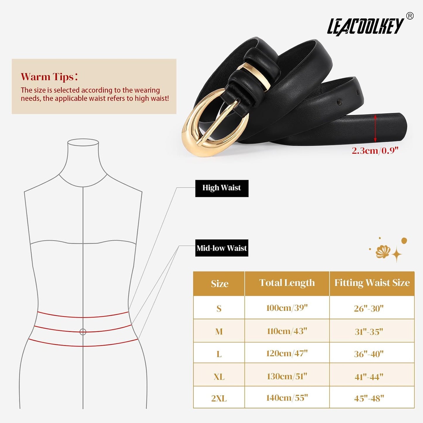 HOT2 Pack Women Leather Belts for Jeans Dress Fashion Ladies Belt with Gold Silver Buckle