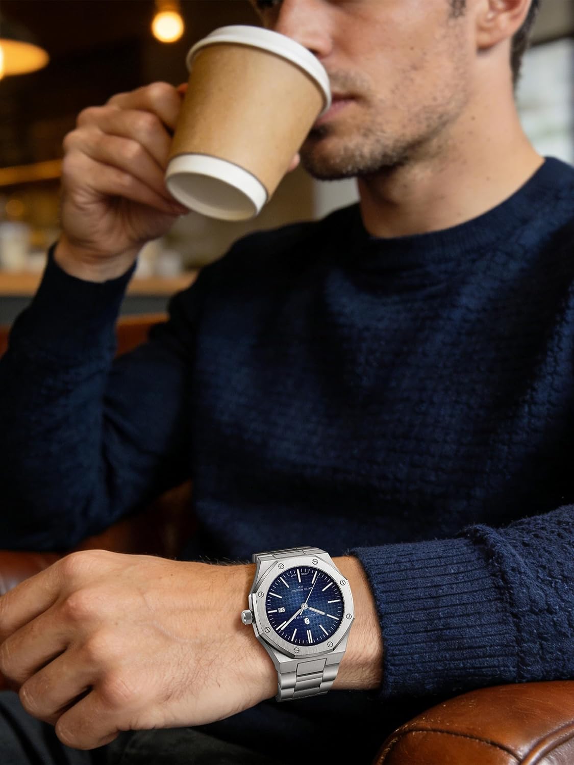 HOTSAPPHERO Mens Watches Stainless Steel Quartz Watch for Men Waterproof Date Clock Fashion Business Wristwatch Gift for Men