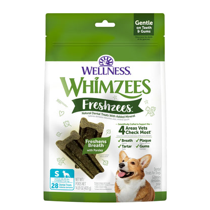 HOTWhimzees Wellness Brushzees Natural Dog Dental Treat, VOHC Accepted Chews, Freshens Breath, Extra-Small Size, 12.7 oz Bag, 48 Count