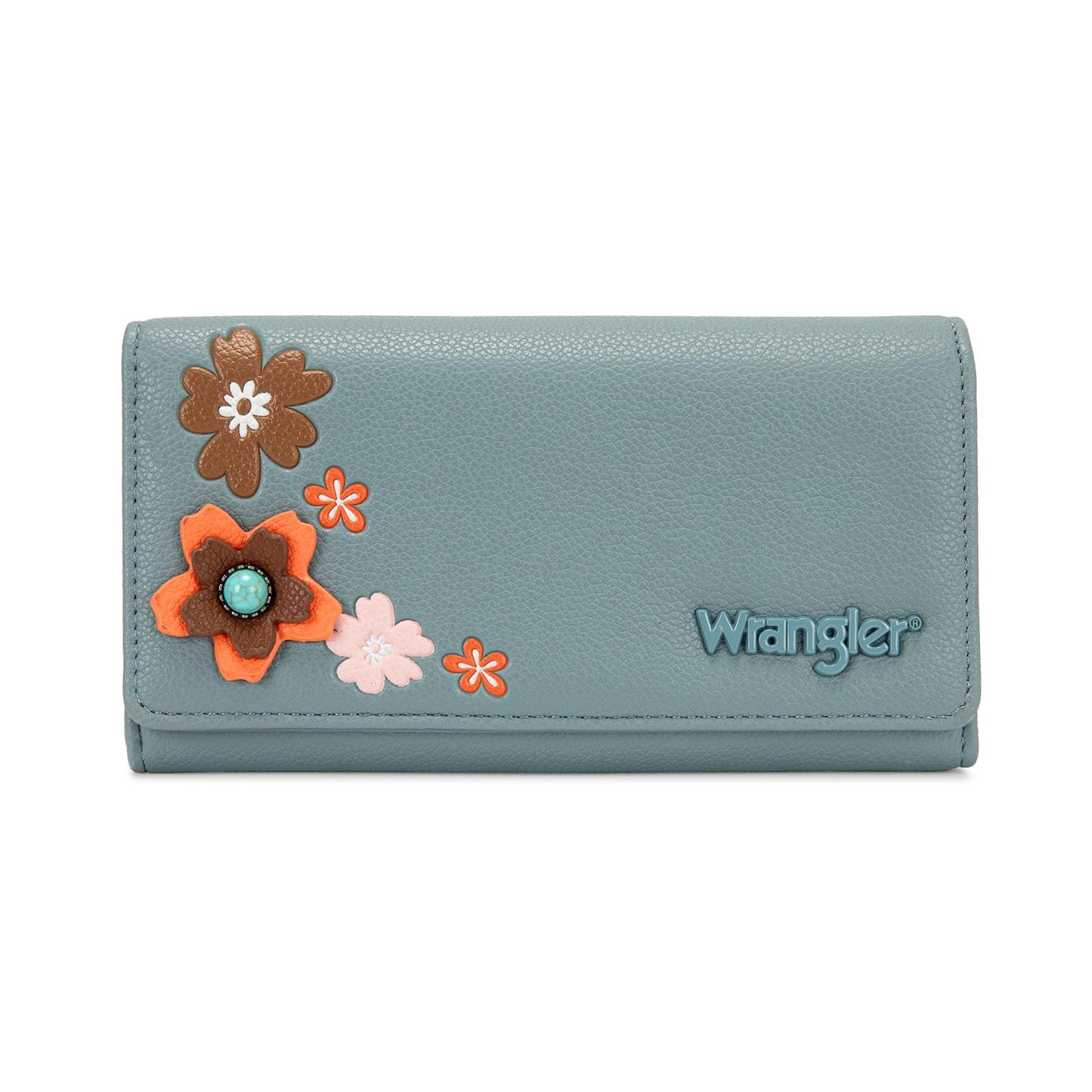 HOTX Wrangler Women's Wallet RFID Blocking Large Floral Trifold Wallets | Large Capacity, Floral Print, Multi Card Slots, ID Window, Money organizer & Coin pocket, Ideal Gift Choice for All Holidays