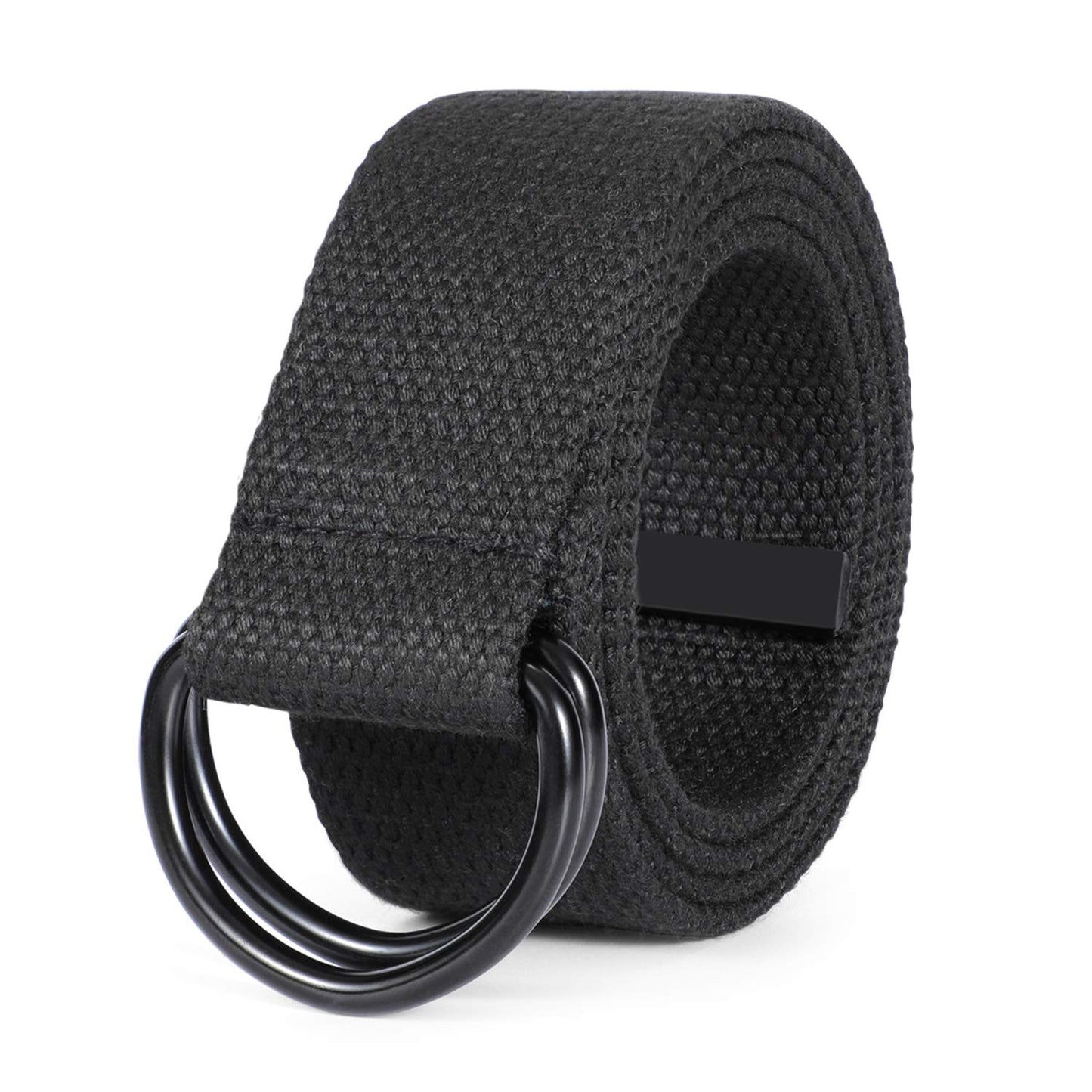 HOTJASGOOD Men Canvas Belt Web Fabric Casual Belt with Black Double D-ring 1 1/2" Wide Set of 2