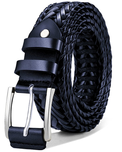 HOTBULLIANT Mens Belts,Leather Woven Braided Belts for Gift Men Casual Jeans Golf