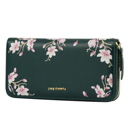 HOTPomelo Best Womens Wallet RFID Blocking Leather Multi Credit Card Large Capacity Wristlet Zip Around Long Wallets for Lady