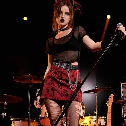 HOTBELTROAD Double Grommet Studded Belt with Detachable Chain Goth Belt for Men Women Punk Rock Metal for Jeans Pants