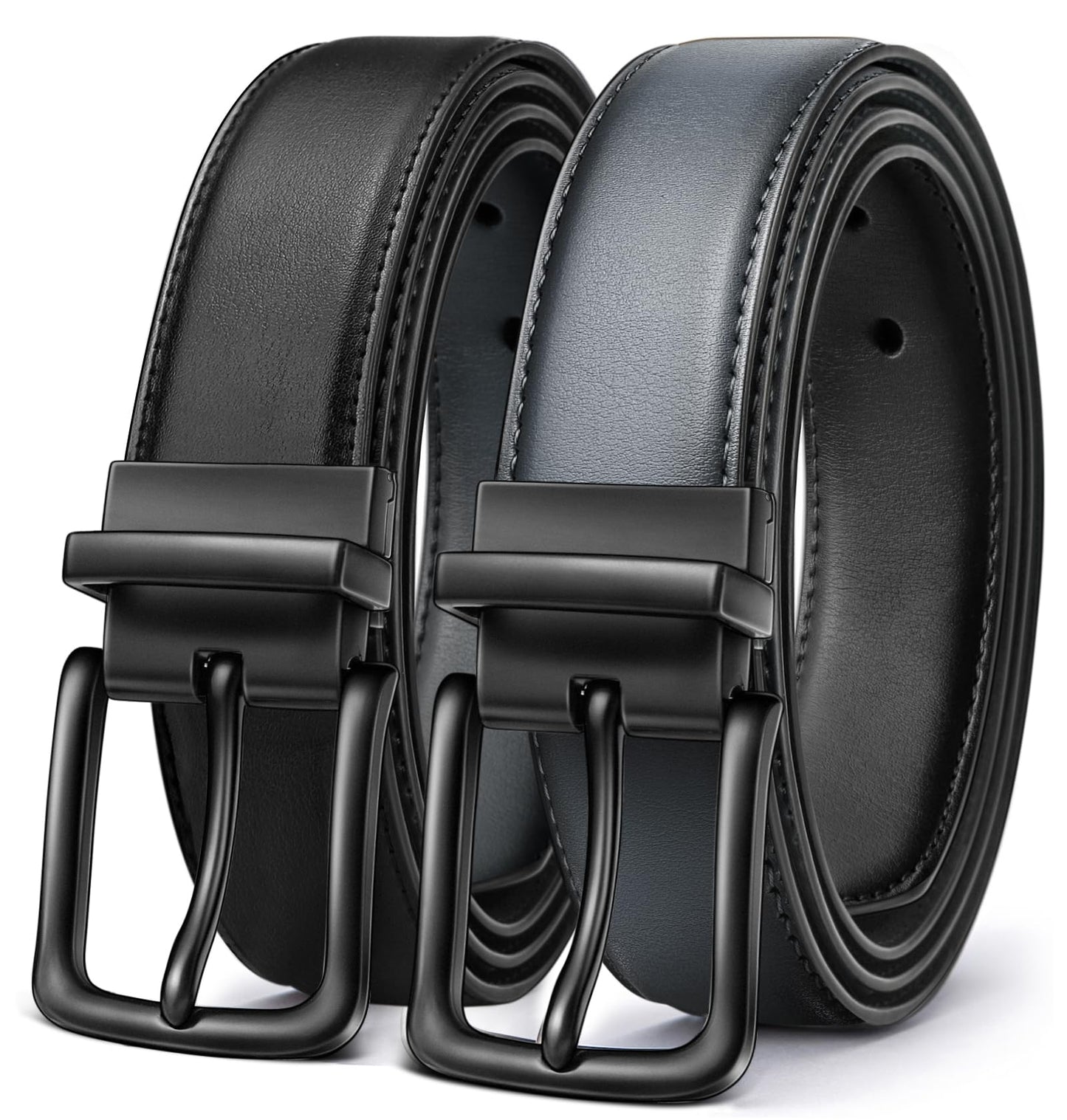 HOTBULLIANT Men's Belt,Reversible Belt Adjustable For Gift Men 1.25”-Cut For Fit-2 Sides in 1 Belt(Not 2)