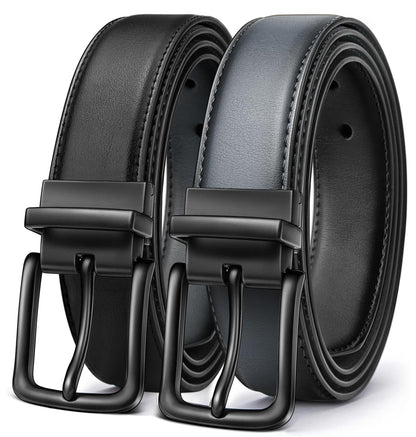 HOTBULLIANT Men's Belt,Reversible Belt Adjustable For Gift Men 1.25”-Cut For Fit-2 Sides in 1 Belt(Not 2)