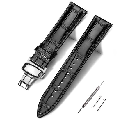 HOTEACHE Croco Design Leather Watch Bands for Men Women,Quick Release Strap with Butterfly Deployment Buckle 18mm 19mm 20mm 21mm 22mm 23mm 24mm
