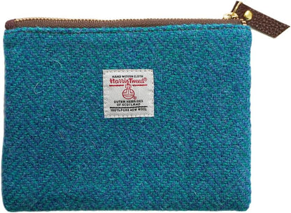HOTHarris Tweed Coin Purse Handmade Lipstick Bag Vintage British Portable Credit Card ID Wallet with YKK Zipper for Women men (Mint Green, Large)
