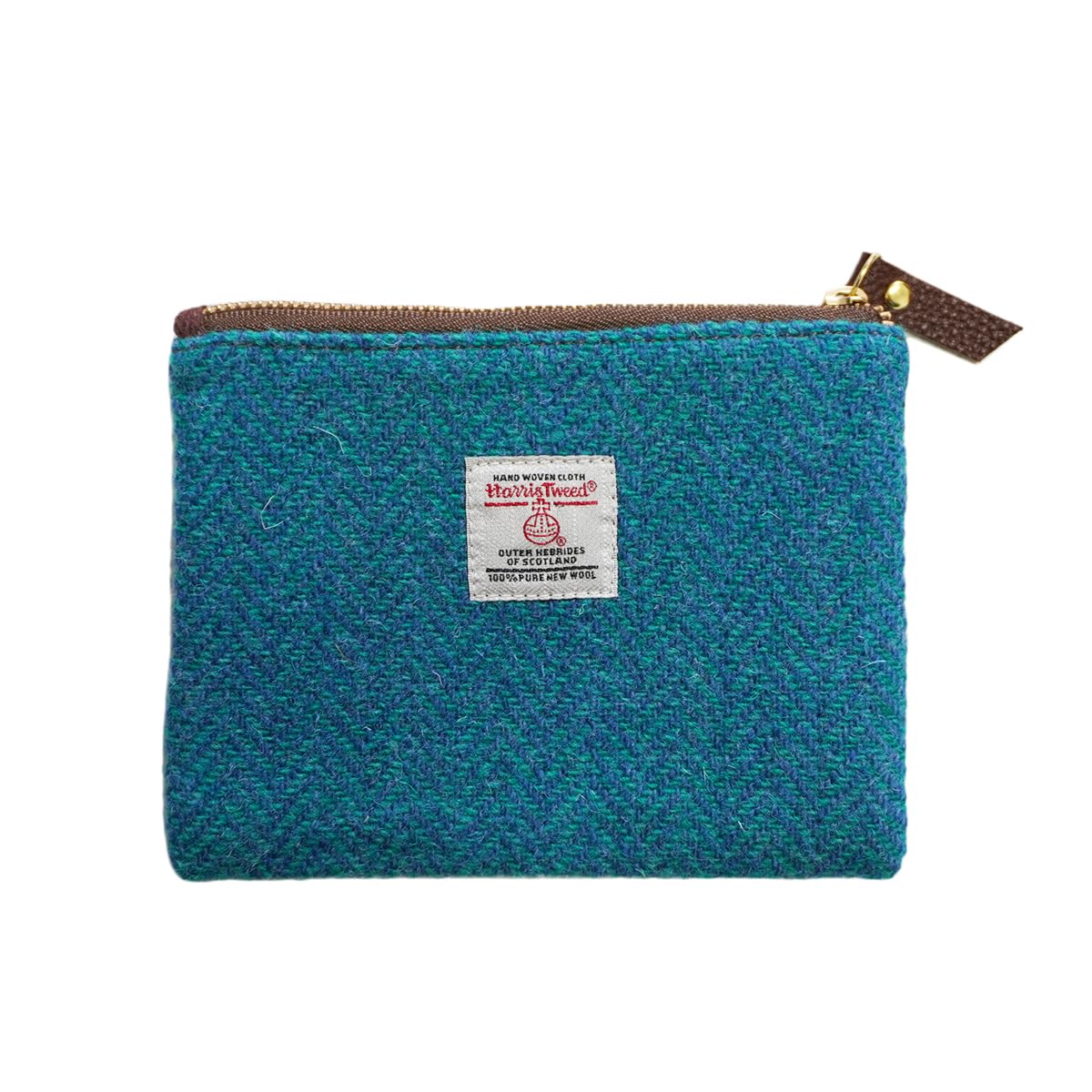 HOTHarris Tweed Coin Purse Handmade Lipstick Bag Vintage British Portable Credit Card ID Wallet with YKK Zipper for Women men (Mint Green, Large)