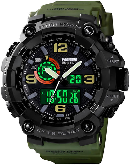 HOTGosasa Men's Large Face Outdoor Sports Watches Military S-Shock Watch Waterproof, Backlight, Alarm, Stopwatch Features - Rugged Wristwatch for Training, Hiking, and Adventure