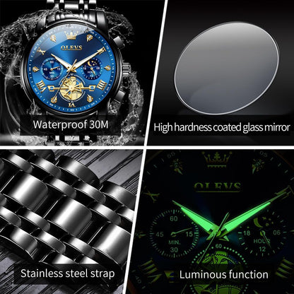 HOTOLEVS Watches Men Stainless Steel Chronograph Watch Luxury Big Face Man Dress Watches Waterproof Roman Numeral Analog Quartz Men Wrist Watch Diamond Relojes para Hombre(Silver/Black/Gold/Red/Blue)