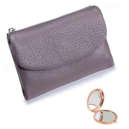 HOTUnisex Pebble Leather Wallet, Multicolor Genuine Leather Short Wallets for Women & Men, Small Full Grain Coin Purse with Credit Card Holder for Coins and Cards (#12)