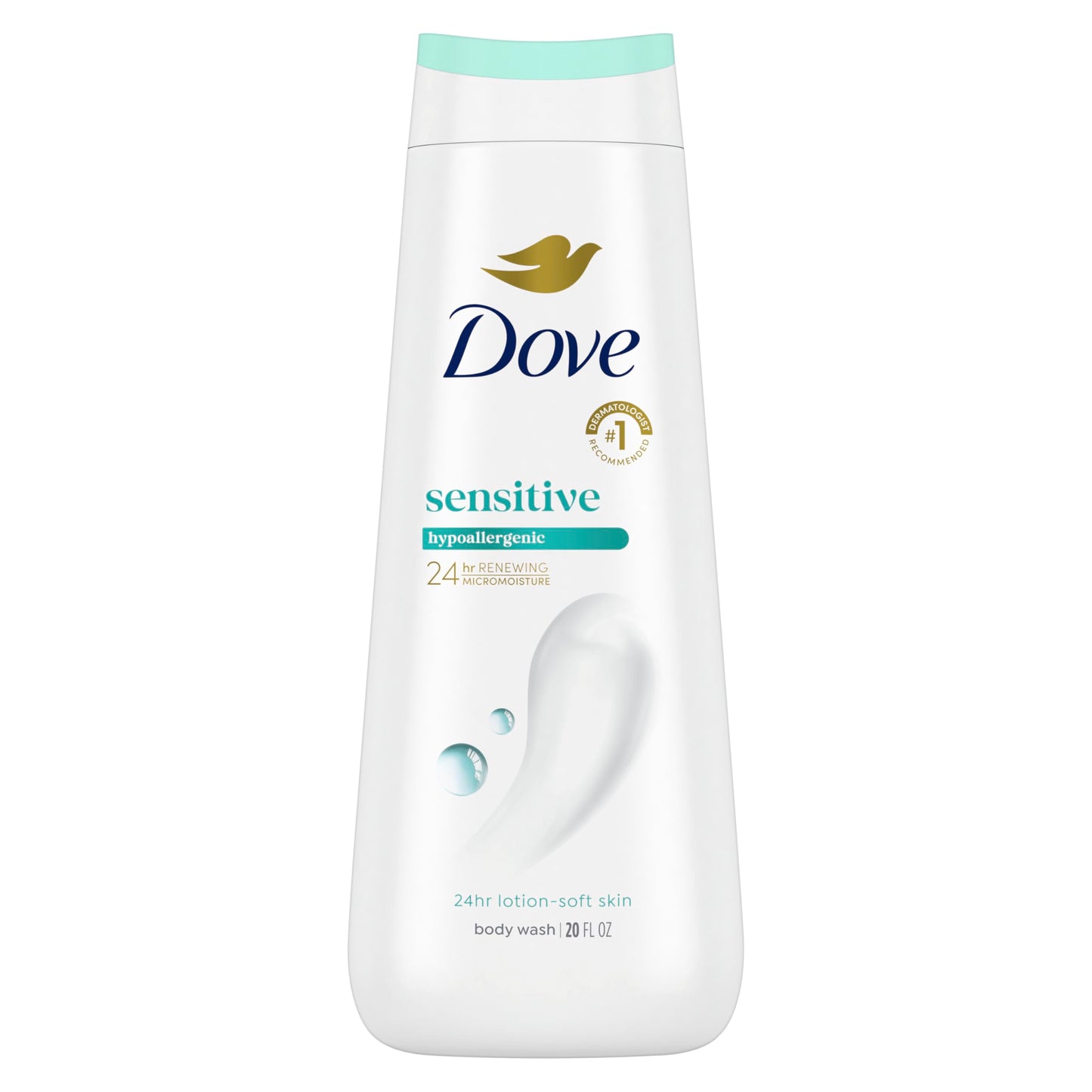 HOTDove 24hr Lotion Body Wash Sensitive Skin with Pump, 30.6 oz | Hypoallergenic body wash with MicroMoisture technology for 24-hour hydration and soft skin