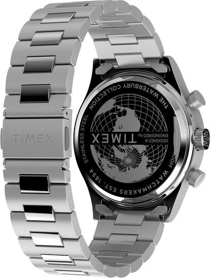 HOTTimex Men's Waterbury Chronograph 42mm Watch - Stainless Steel Bracelet Black Dial Stainless Steel Case