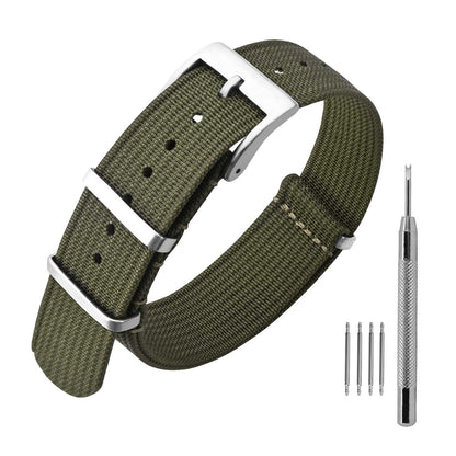 HOTANNEFIT Nylon Watch Band 16mm 18mm 20mm 22mm, One-Piece Waterproof Military Watch Straps with Heavy Buckle