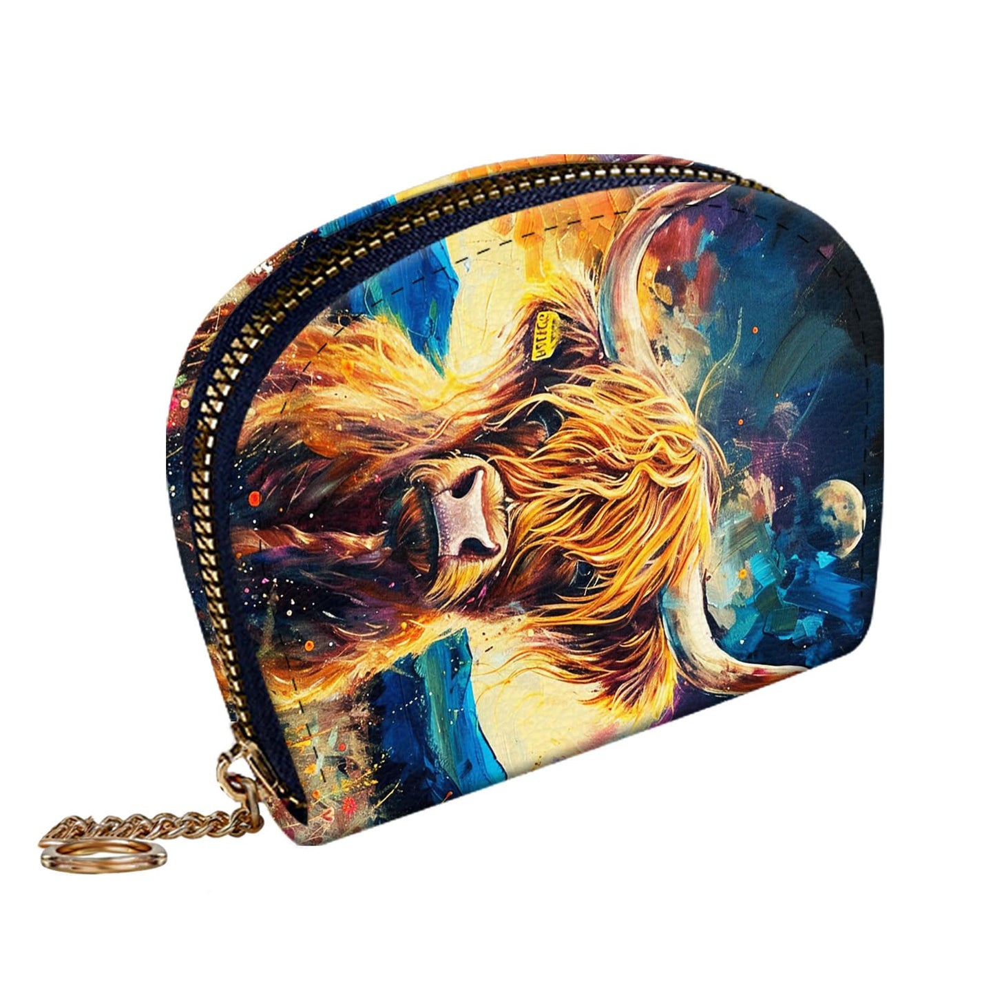 HOTRFID-Blocking Zip Around Wallets for Women with Detachable Wrist Strap,Large Capacity Phone Holder with Card Organizer & Coin Pocket,Brown Highland Cow