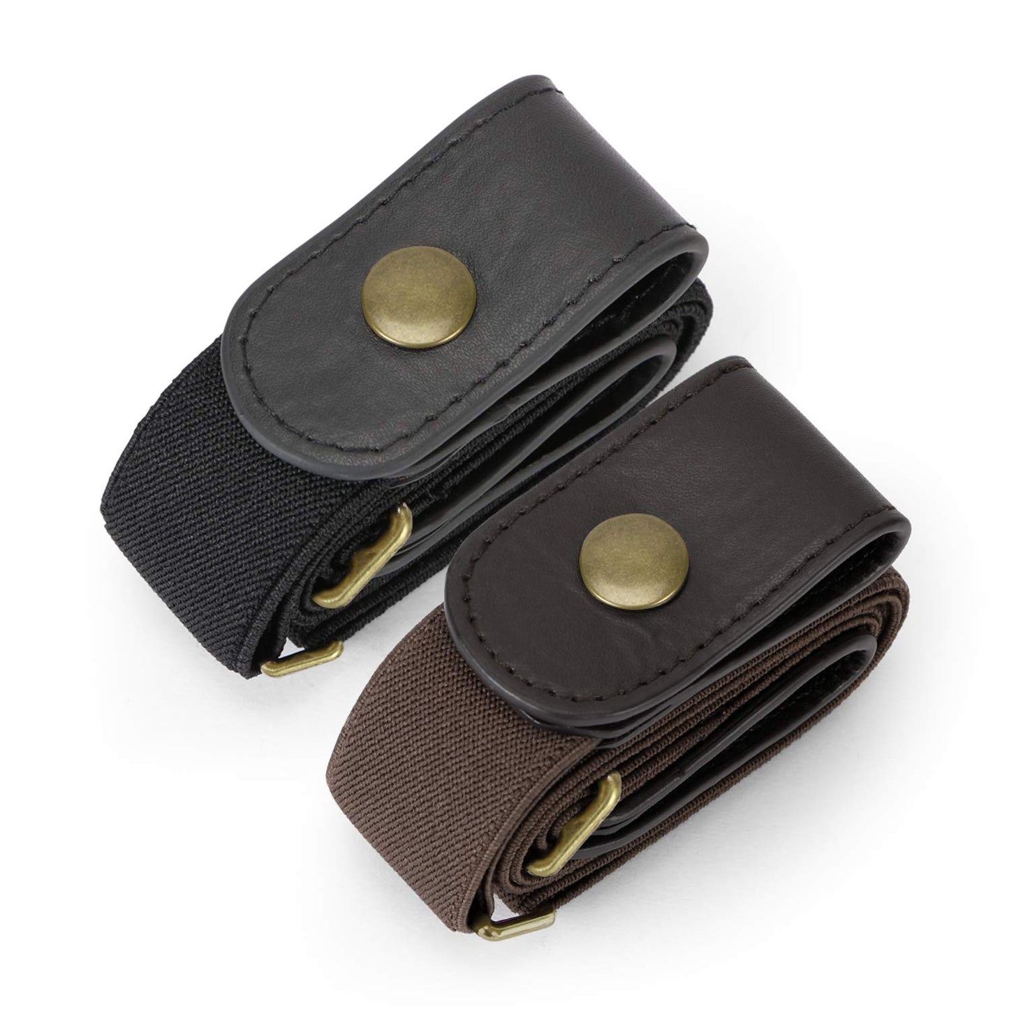 HOTWHIPPY 2 Pack Buckle Free Comfortable Elastic Belt for Women or Men, Buckle-less No Bulge No Hassle Invisible Belts